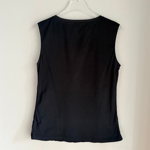 Wolford Ontario Tank Top Size Large 59244 V-neck Black Satin Trim Minimalist - Picture 3 of 5